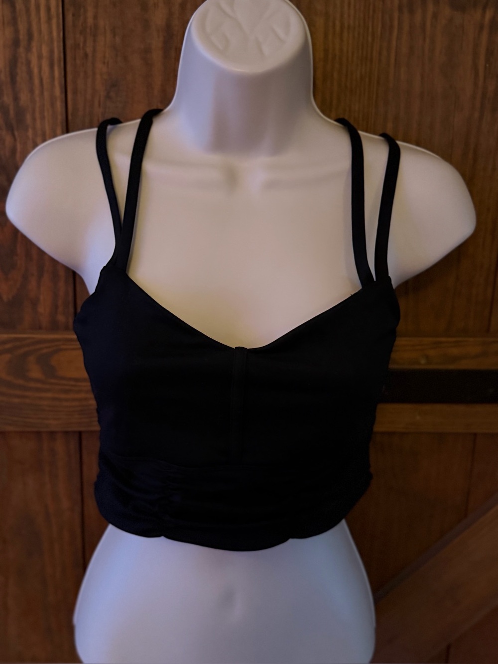 Kosha Fit Black Double-Strap Cropped Brami Top/Sports Bra NWOT S